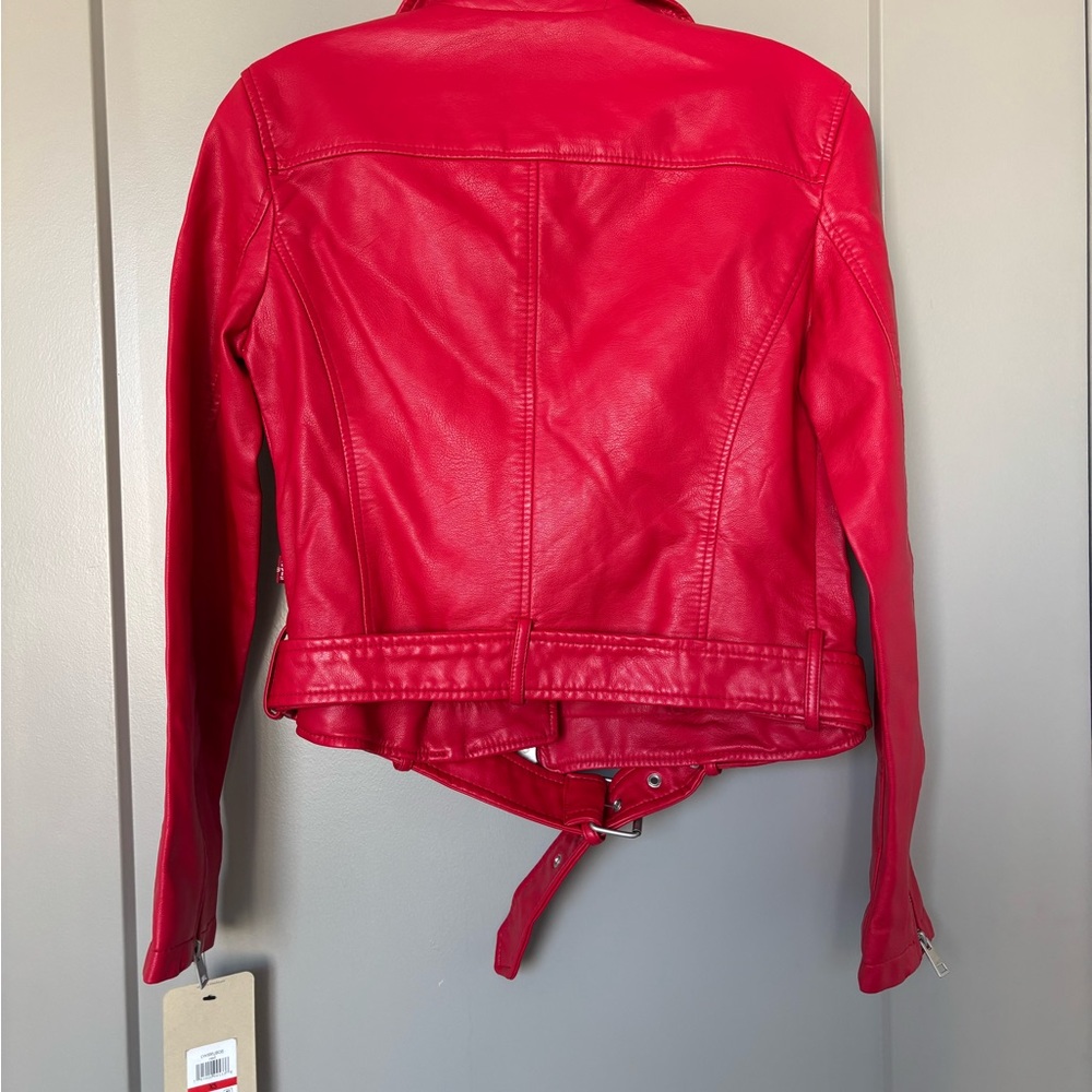 Levi's Women's Vibrant Red Leather Jacket - Picture 3 of 5
